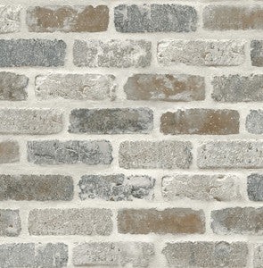 Washed Brick Soft Gray & Rust by Seabrook Wallpaper
