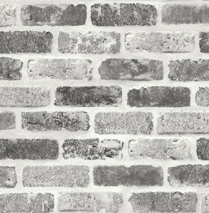 Gray Washed Brick Soft Gray & Charcoal by Seabrook Wallpaper