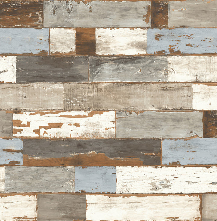 Colorful Shiplap Blue & Neutral by Seabrook Wallpaper NextWall Peel & Stick United States 30.75 20.87" 20.5" - Fabric Carolina -