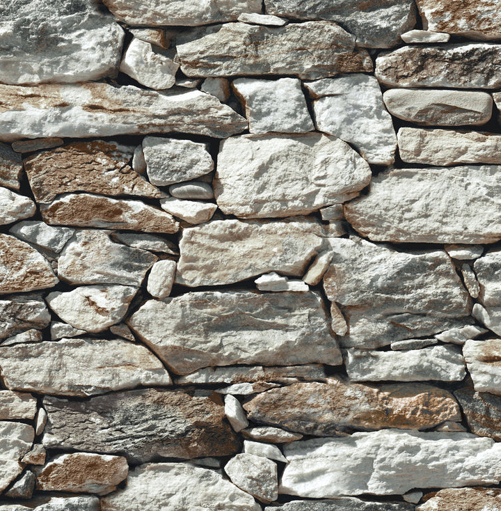 Stone Wall Brown & Gray by Seabrook Wallpaper NextWall Peel & Stick United States 30.75 20.87" 20.5" - Fabric Carolina -