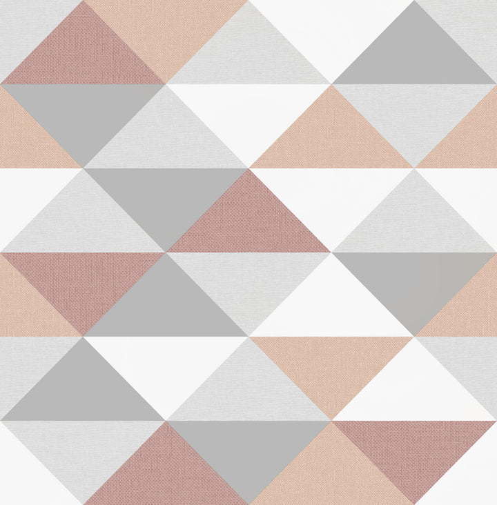 Mod Triangles Pink & Metallic Silver by Seabrook Wallpaper NextWall Peel & Stick United States 30.75 20.87" 20.5" - Fabric Carolina -