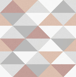 Mod Triangles Pink & Metallic Silver by Seabrook Wallpaper