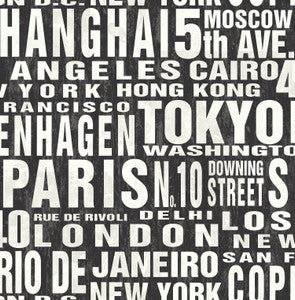 Around the World Black & White by Seabrook Wallpaper