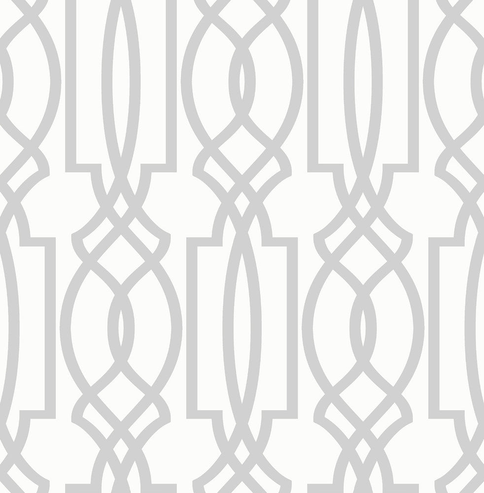 Soft Gray Deco Lattice Soft Gray & White by Seabrook Wallpaper NextWall Peel & Stick United States 30.75 20.87" 20.5" - Fabric Carolina -