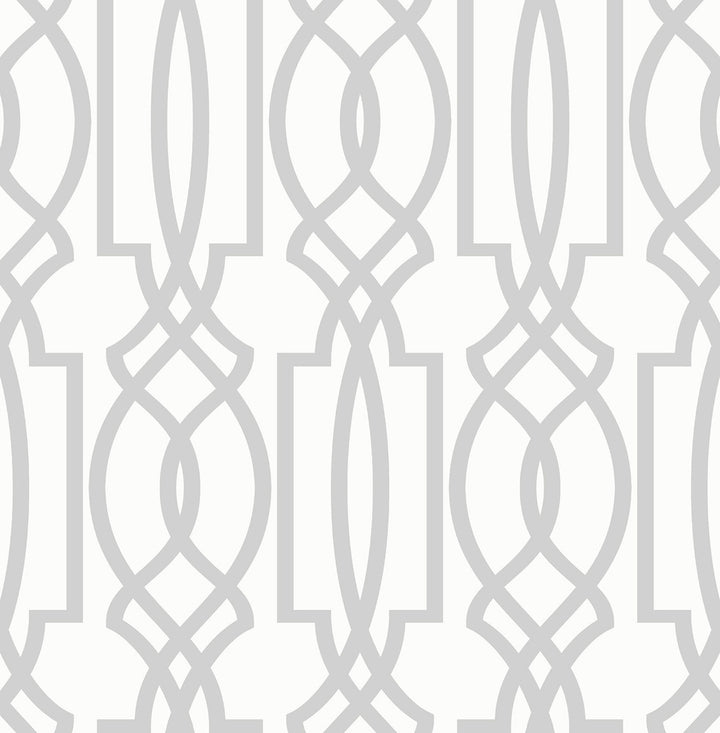 Soft Gray Deco Lattice Soft Gray & White by Seabrook Wallpaper NextWall Peel & Stick United States 30.75 20.87" 20.5" - Fabric Carolina -