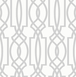 Soft Gray Deco Lattice Soft Gray & White by Seabrook Wallpaper