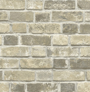 Distressed Neutral Brick Gray & Tan by Seabrook Wallpaper