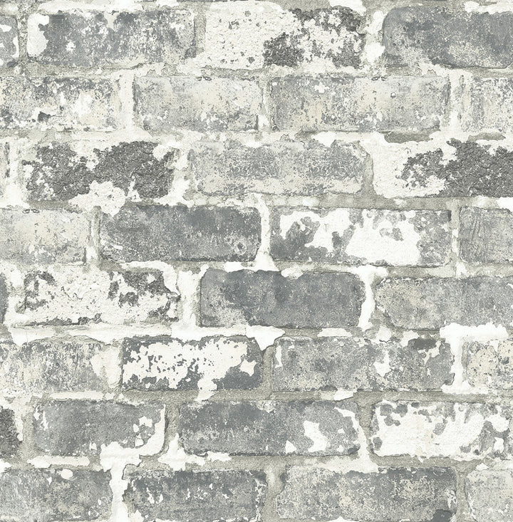 Weathered Gray Brick Gray & Ivory by Seabrook Wallpaper NextWall Peel & Stick United States 30.75 20.87" 20.5" - Fabric Carolina -