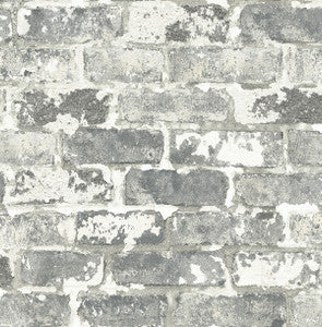 Weathered Gray Brick Gray & Ivory by Seabrook Wallpaper