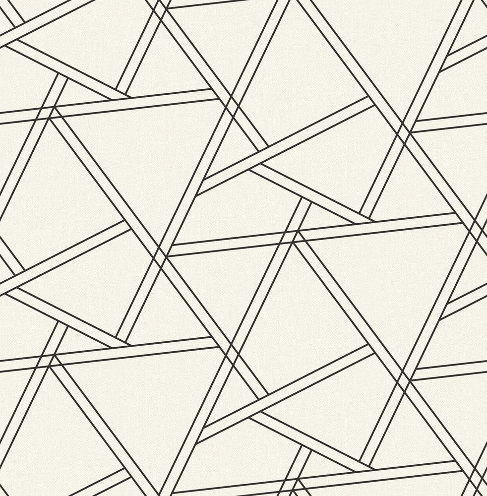Railroad Geometric Pearl Shimmer & Ebony by Seabrook Wallpaper NextWall Peel & Stick United States 30.75 10.43" 20.5" - Fabric Carolina -