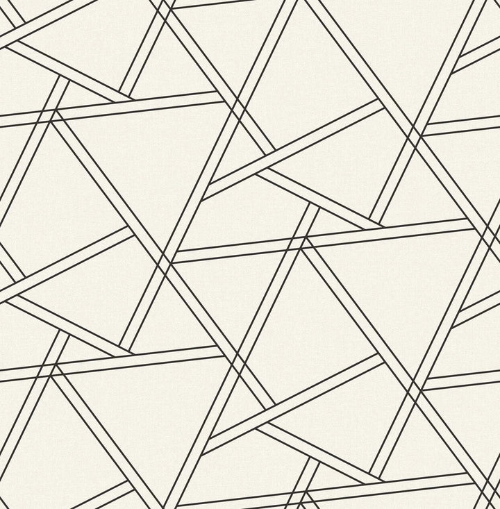 Railroad Geometric Pearl Shimmer & Ebony by Seabrook Wallpaper NextWall Peel & Stick United States 30.75 10.43" 20.5" - Fabric Carolina -