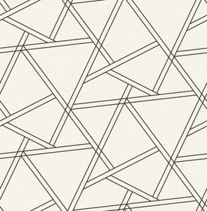 Railroad Geometric Pearl Shimmer & Ebony by Seabrook Wallpaper