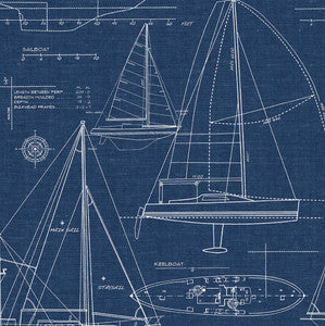 Yacht Club Navy Blue by Seabrook Wallpaper