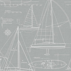 Yacht Club Gray by Seabrook Wallpaper