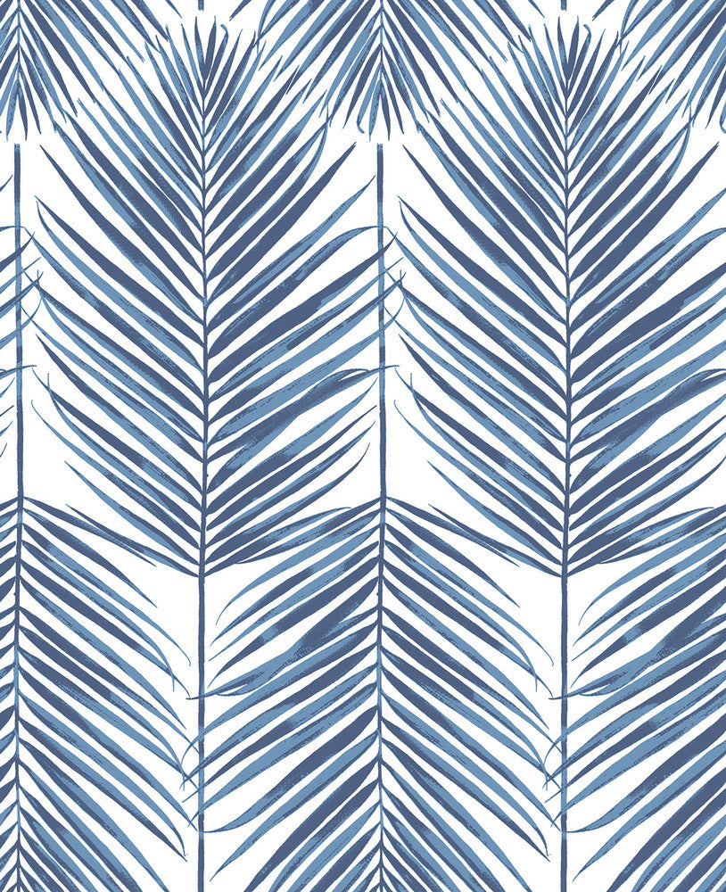 Paradise Palm Coastal Blue by Seabrook Wallpaper NextWall Peel & Stick United States 30.75 25.2" 20.5" - Fabric Carolina -