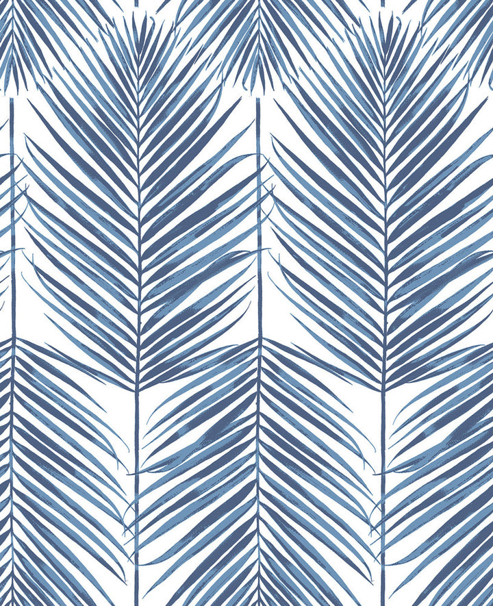 Paradise Palm Coastal Blue by Seabrook Wallpaper NextWall Peel & Stick United States 30.75 25.2" 20.5" - Fabric Carolina -