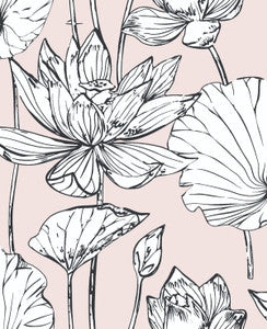 Lotus Floral Blush & Ebony by Seabrook Wallpaper