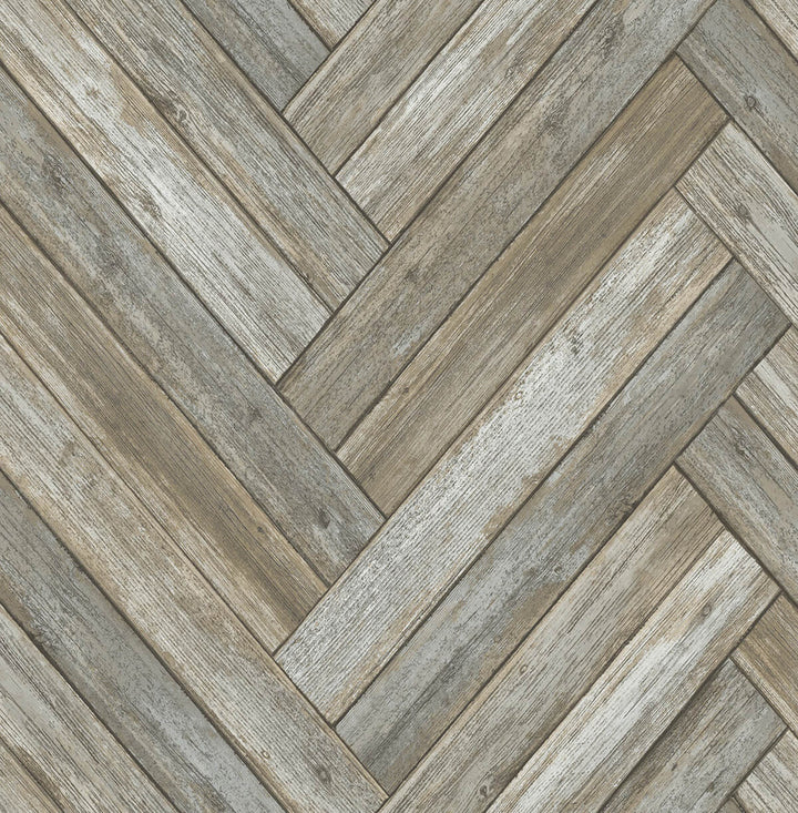 Chevron Wood Taupe & Beige by Seabrook Wallpaper NextWall Peel & Stick United States 30.75 20.87" 20.5" - Fabric Carolina -