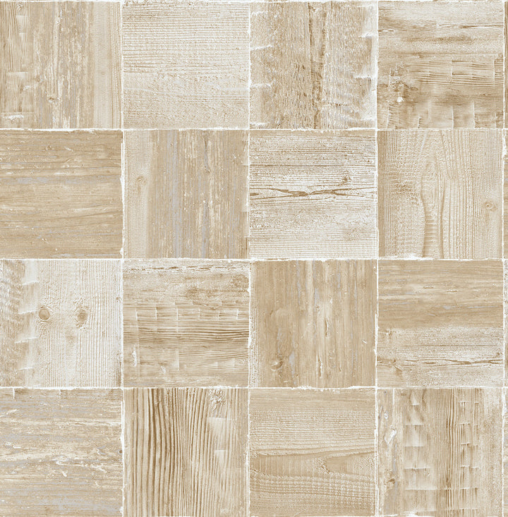 Wood Block Wheat by Seabrook Wallpaper NextWall Peel & Stick United States 30.75 20.87" 20.5" - Fabric Carolina -
