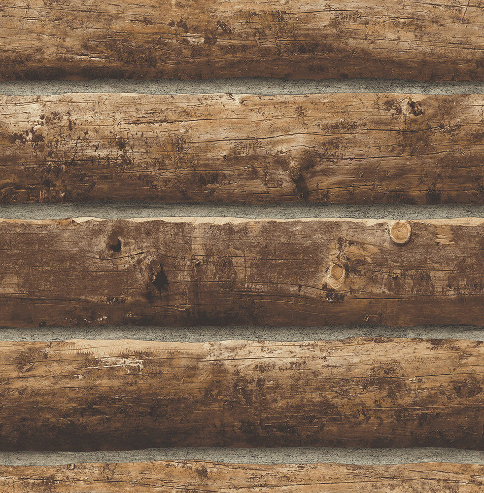 Log Cabin Walnut by Seabrook Wallpaper NextWall Peel & Stick United States 30.75 20.87" 20.5" - Fabric Carolina -