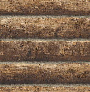 Log Cabin Walnut by Seabrook Wallpaper