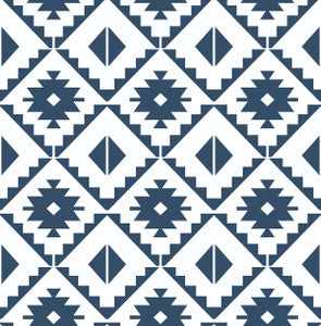 Southwest Tile Navy Blue by Seabrook Wallpaper