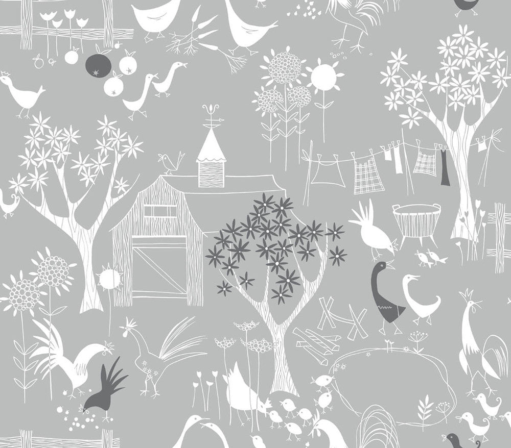 Rise and Shine Grey by Seabrook Wallpaper NextWall Peel & Stick United States 30.75 18" 20.5" - Fabric Carolina -