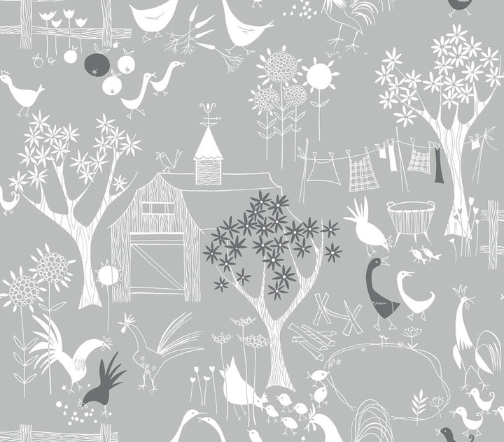Rise and Shine Grey by Seabrook Wallpaper NextWall Peel & Stick United States 30.75 18" 20.5" - Fabric Carolina -