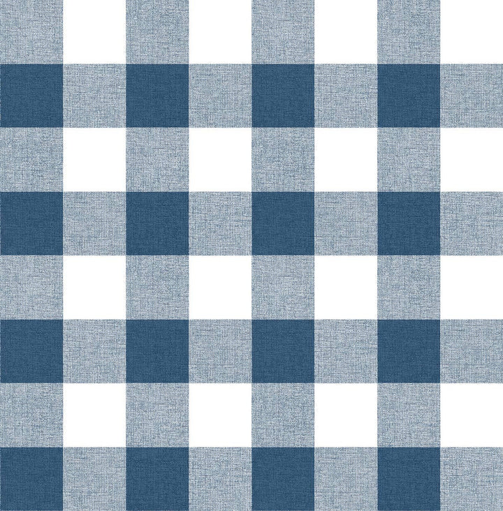 Picnic Plaid Navy & White by Seabrook Wallpaper NextWall Peel & Stick United States 30.75 6.95" 20.5" - Fabric Carolina -