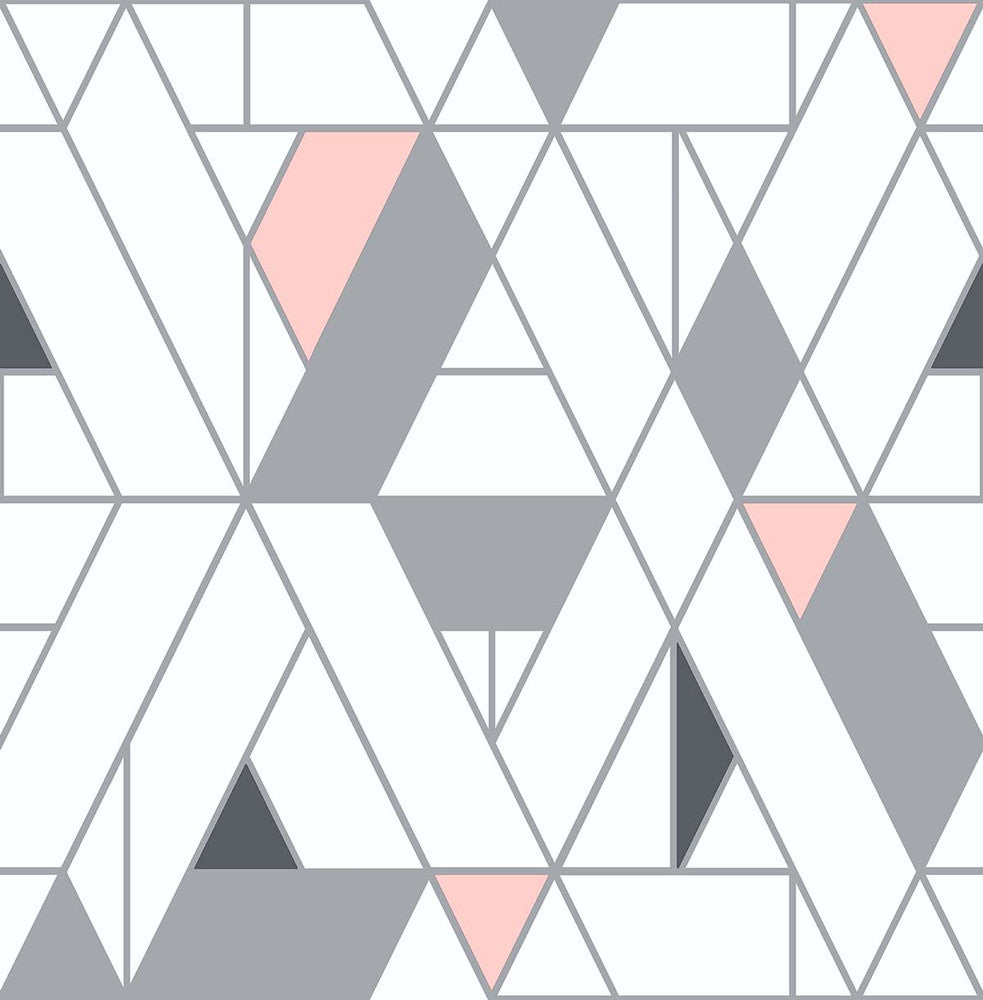 Kaleidoscope Pink & Charcoal by Seabrook Wallpaper NextWall Peel & Stick United States 30.75 20.87" 20.5" - Fabric Carolina -