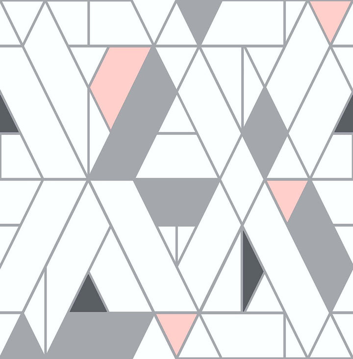 Kaleidoscope Pink & Charcoal by Seabrook Wallpaper NextWall Peel & Stick United States 30.75 20.87" 20.5" - Fabric Carolina -