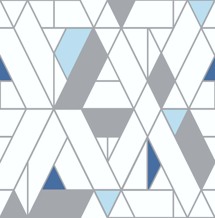 Kaleidoscope Blue & Gray by Seabrook Wallpaper NextWall Peel & Stick United States 30.75 20.87" 20.5" - Fabric Carolina -