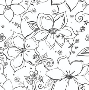 Linework Floral Black by Seabrook Wallpaper