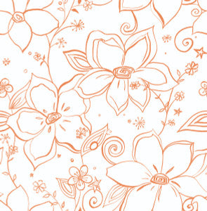 Linework Floral Orange by Seabrook Wallpaper