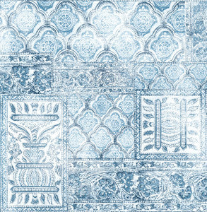 Patchwork Blue & Eggshell by Seabrook Wallpaper