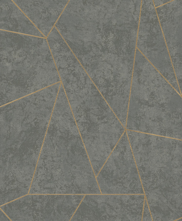 Nazca Dark Grey & Gold Wallpaper by Inspired by Color Antonina Vella Modern Metals Second Edition Covers about 56.9 square feet 20.8-in by 32.8-ft long roll Unpasted 25.2 - Fabric Carolina -