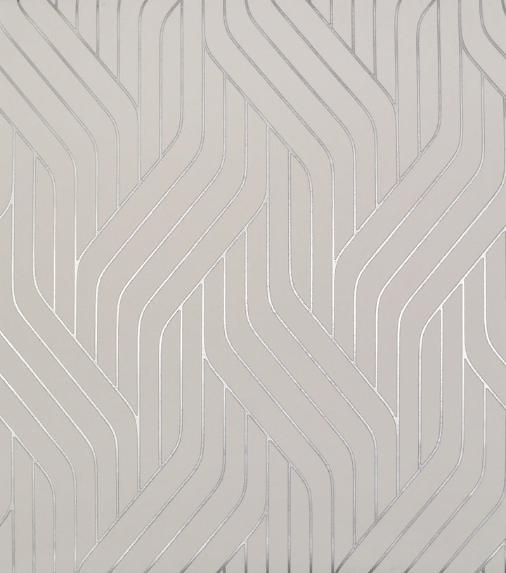 Ebb & Flow White & Silver Wallpaper by Antonina Vella Designer