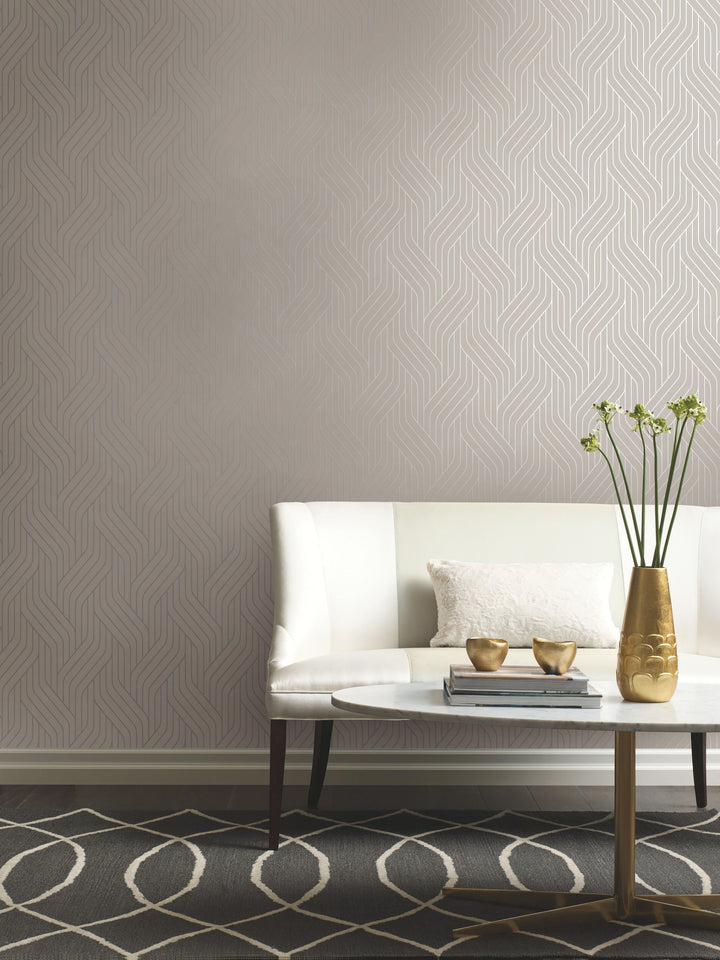 Ebb & Flow White & Silver Wallpaper by Antonina Vella Designer