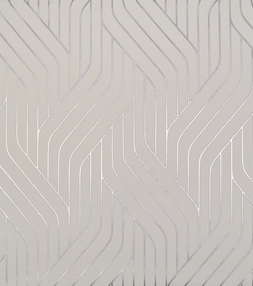 Ebb & Flow White & Silver Wallpaper by Antonina Vella Antonina Vella Modern Metals Covers about 56.9 square feet 20.8-in by 32.8-ft long roll Unpasted 12.6 - Fabric Carolina -