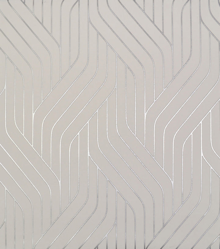 Ebb & Flow White & Silver Wallpaper by Antonina Vella Antonina Vella Modern Metals Covers about 56.9 square feet 20.8-in by 32.8-ft long roll Unpasted 12.6 - Fabric Carolina -
