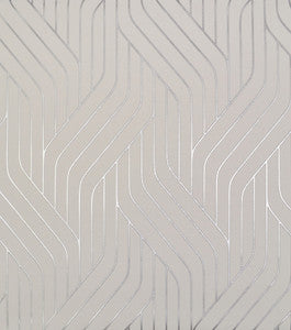 Ebb & Flow White & Silver Wallpaper by Antonina Vella