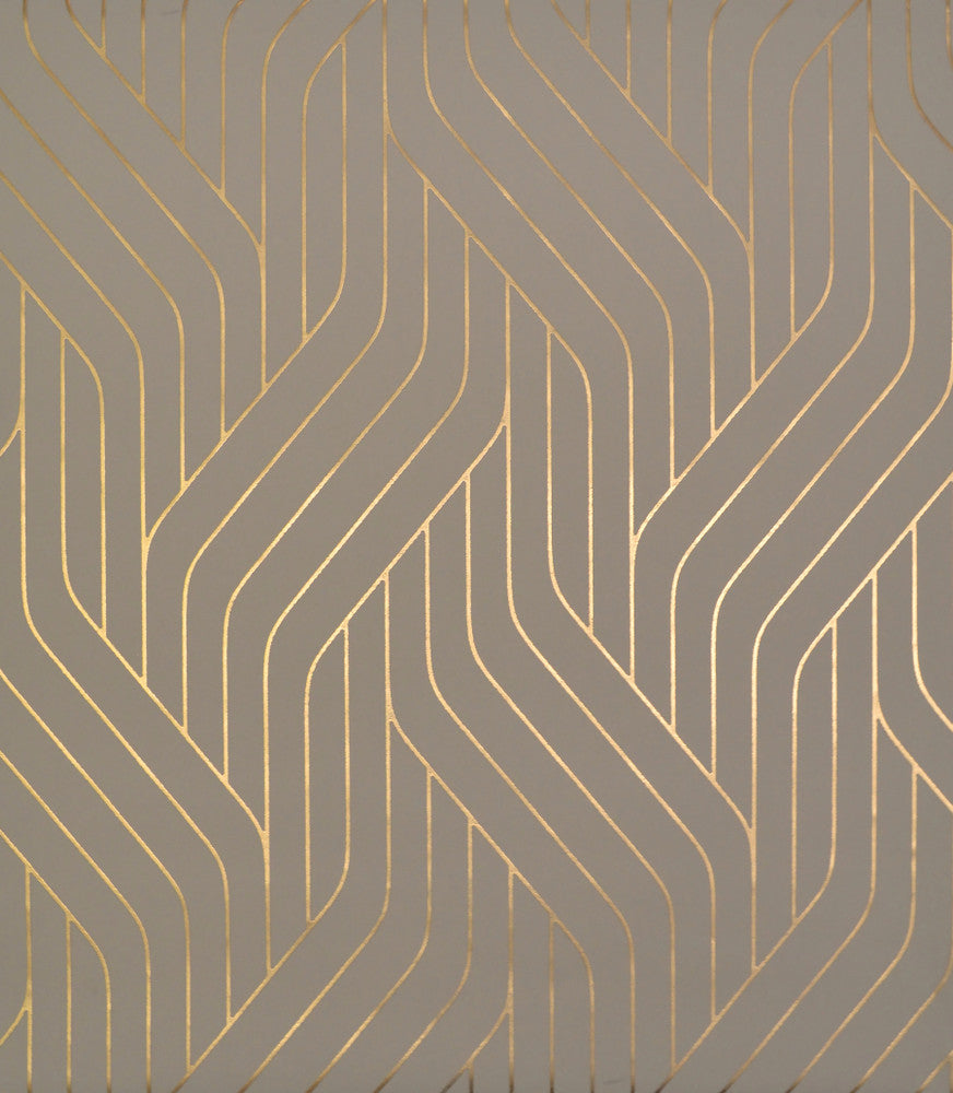 Ebb & Flow Khaki & Gold Wallpaper by Antonina Vella Antonina Vella Modern Metals Covers about 56.9 square feet 20.8-in by 32.8-ft long roll Unpasted 12.6 - Fabric Carolina -