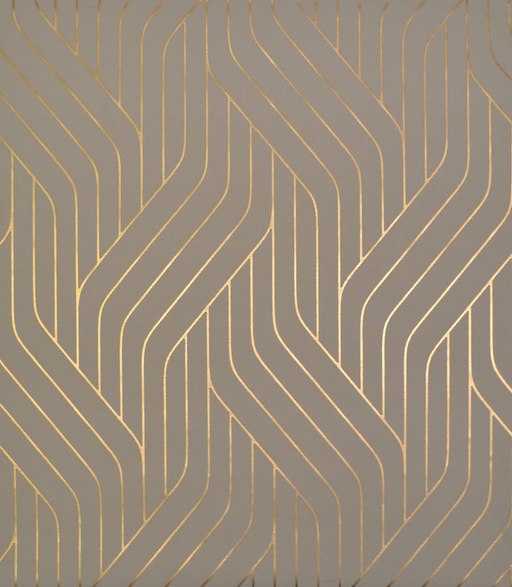Ebb & Flow Khaki & Gold Wallpaper by Antonina Vella Antonina Vella Modern Metals Covers about 56.9 square feet 20.8-in by 32.8-ft long roll Unpasted 12.6 - Fabric Carolina -