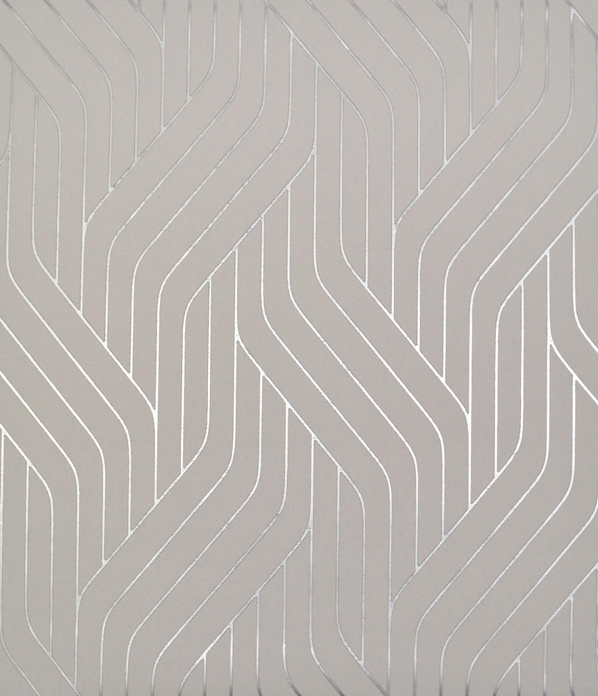 Ebb & Flow Silver Wallpaper by Antonina Vella Antonina Vella Modern Metals Covers about 56.9 square feet 20.8-in by 32.8-ft long roll Unpasted 12.6 - Fabric Carolina -