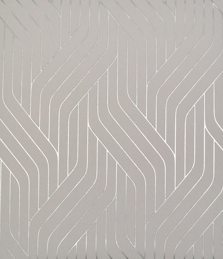 Ebb & Flow Silver Wallpaper by Antonina Vella Antonina Vella Modern Metals Covers about 56.9 square feet 20.8-in by 32.8-ft long roll Unpasted 12.6 - Fabric Carolina -