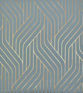 Ebb & Flow Blue & Gold Wallpaper by Antonina Vella