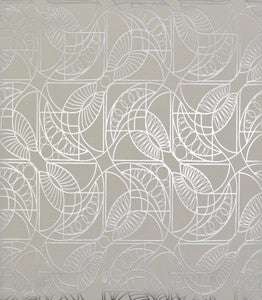 Cartouche White & Silver Wallpaper by Antonina Vella