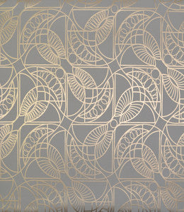 Cartouche Grey & Gold Wallpaper by Antonina Vella