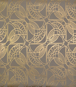 Cartouche Khaki & Gold Wallpaper by Antonina Vella