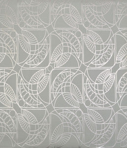 Cartouche Blue & Silver Wallpaper by Antonina Vella